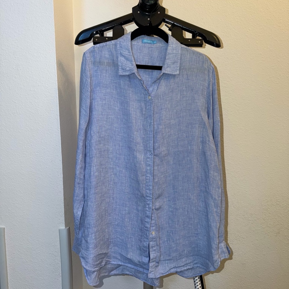 J. McLaughlin Chambray Britt Linen Button Down Shirt